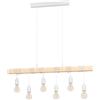Eglo Lampada a sospensione Townshend, Lampadario sospeso vintage a sei luci dal design industriale, Lampada sospesa retrò in acciaio e legno, bianco, marrone, E27