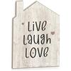 Declea Decorazione in Legno Tavoletta Live Laugh Love - Forme in Legno realizzate a Mano Un Idea Originale per Decorare la casa, da Appendere o da appoggio