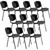 OFITURIA Silla de Oficina Sin Ruedas, Silla Confidente de Plástico con Estructura Metálica, Silla para Sala de Espera, Recepción, Reuniones, Conferencias, etc (10 Sillas, Negro)