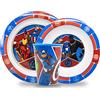 Sorrisini Set di stoviglie riutilizzabili per bambini Avengers, Set da pappe bambini, Stoviglie con piatto, ciotola per cereali e bicchiere, Set da colazione n plastica adatto per microonde
