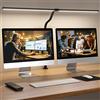 APMIEK Lampada da Scrivania a LED, Luce da Tavolo Telecomandata 100 Modalità di Illuminazione per l'ufficio Casa, Collo d'oca, Doppia Testa, 24 W, Nero