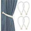 Colexy Fermatende Magnetici per Tenda, 4Pcs Fibbia per Tende, Calamite per Tende, Magnetico Fermatende Corda Fermatenda Tenda, Cravatta per Tende Tieback per Camera da Letto Soggiorno Decor, Bianco