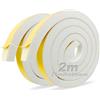 SDLDEER Set di 2 rotoli di guarnizione per porte da 25 mm di larghezza x 20 mm x 2 m (L) Guarnizione isolante in schiuma di gomma per finestre, porte, schiuma autoadesiva anticollisione, isolamento acustico