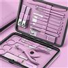 Leipple Tagliaunghie Set Professionale - Grooming Kit Strumenti per Manicure e Pedicure 18pcs con Lussuosa Custodia da Viaggio in Pelle (Viola)