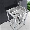 LLPEIJIE026 Lavello Da Cucina Indipendente Lavandino da esterno Acciaio inox Lavandino a Mano Bacino Singolo Lavello Da Bar,Lavatoio da Giardino Campeggio,Con Rubinetto (38x33x83cm/15x13x33in)