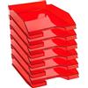 Exacompta - Cod.1132245D - Confezione da 6 Vaschette portacorrispondenza Combo Midi per formato A4+ - Impilabili - Capacità 500 fogli 80 gr - Dim. : 34,7 x 25,5 x 6,5 cm - Rosso trasparente glossy