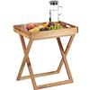 Relaxdays Tavolino con Vassoio, Pieghevole in Legno di Noce, Piccolo, Vassoio per Service, HLP: 54x52x36 cm, naturale