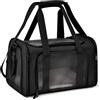 TOFFCAEA Trasportino per Cani e Gatti, Gabbietta per Animali Domestici, Tappetino Lavabile Rimovibile, con Tracolla per il Trasporto, Borsa Ripiegabile Viaggio Sull' Aereo (Nero) L 50 x B 34 x H 34 cm