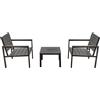 LIF Tavolo e Sedie da Giardino Set Tavolo quadrato con 2 sedie colore Nero - SF3002BK Orosei