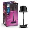 PHILIPS Hue White and Color Ambiance Lampada da Tavolo Hue Go Portable, Luce Bianca e Colorata, Dimmerabile, Uso per Interni ed Esterni, IP54, 6,2W, Nero
