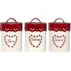 Premier Housewares Anglaise-Set di 3 contenitori per tè, caffè, Zucchero, Colore: Crema/Rosso, Metallo, 11x11x14, 3 unità