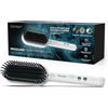 REVAMP Progloss Deep Form Brush, Spazzola Lisciante con Rivestimento in Ceramica per Capelli Morbidi e Lisci, Spazzola Riscaldante Infusa con Oli Liscianti, Temperatura 130°C-210°C, Bianco
