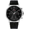 Tommy Hilfiger Orologio Analogico Multifunzione al Quarzo da Uomo con Cinturino in Pelle Nero - 1710381