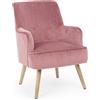 Konte.Design Poltrona ADELINE in tessuto effetto velluto rosa antik e legno