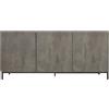 Credenza PIETRASANTA in legno, finitura in grigio cemento, piano effetto marmo statuario, 200×50 cm