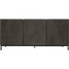 Credenza PIETRASANTA in legno, finitura in acciaio ossidato, piano effetto marmo statuario, 200×50 cm