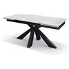 Tavolo BEVERLY HILLS in vetroceramica effetto marmo statuario e metallo verniciato antracite, allungabile 160×90 cm - 240×90 cm