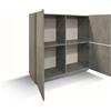 Credenza FAVIGNANA in legno, finitura in grigio cemento, piano effetto marmo statuario, 136×50 cm