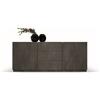 Credenza FAVIGNANA in legno, finitura in acciaio ossidato, piano effetto marmo statuario, 200×50 cm