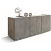Credenza FAVIGNANA in legno, finitura in grigio cemento, piano effetto marmo statuario, 200×50 cm