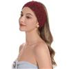 ZLYC - Fascia per capelli da donna fatta a mano, a maglia, motivo floreale, colore: bordeaux