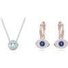 Swarovski Collana Angelic Square, Blu, Placcato rodio & OrecchiniSwarovski Symbolic, Evil eye, Blu, Placcato color oro Rosa