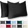 Dreamzie Federe 40x60 Cotone Rinforzato (Set da 2) - Nero - Trama Fitta a 57 Fili/cm² - Federe Cuscini 40x60 cm - Federe Cuscino 40x60 Certificate Oeko Tex - Dreamzie