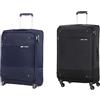 Samsonite Base Boost Upright S Bagaglio a Mano, 55 cm, 41 L, Serratura TSA, Blu (Navy Blue) & Base Boost Spinner L Valigia Espandibile.78 cm, 105/112.5 Litri, Nero (Black)