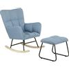 Totò Piccinni SET GOLFO Poltrona Poltroncina a dondolo con sgabello imbottito (Tessuto Blu Jeans 1 Pz)