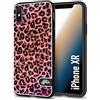 CUSTOMIZZA - Custodia cover nera morbida in tpu compatibile per iPhone Xr leopardato maculato donna rosa leopard