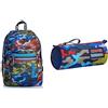 Seven Zaino Scuola - Doppio Scomparto - Freethink - Adventure Camo -Scuola & Tempo Libero & Bustina, Zaino Bambini e ragazzi, Blu (Blu), Taglia Unica
