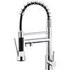 Ibergrif Spring M22144 - Miscelatore per lavello da cucina, con doccetta estraibile, doppia leva con doppio beccuccio, ad arco alto girevole a 360°, cromato