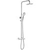 Ibergrif M21809 Colonna Doccia Termostatico, Doccia Soffione Completo, Set Doccia con Soffione e Doccetta, Asta per Doccia Regolabile a Muro, Termostato, Asta Tubo Flessibile, Cromo, Argento