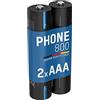 ANSMANN Batterie ricaricabili per telefono HR03 da 800 mAh (confezione da 2) — Batterie DECT per telefono cordless o babyphone — ricarica rapida e batterie a bassa autoscarica