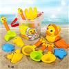 CHENKEE Giocattoli da Spiaggia, 14 pezzi Giochi Spiaggia con Borsa a Rete, Stampi di Sabbia, Secchio, Pale, Annaffiatoio Set di Giocattoli di Sabbia per Bambini