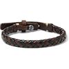 Fossil Bracciale da uomo in pelle o acciaio inossidabile con chiusura regolabile, Marrone caffè