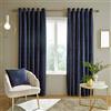 Catherine Lansfield Tende con occhielli in velluto Geo Cut, 167 x 137 cm, due pannelli, colore: blu