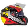 BHR Casco Integrale Moto con Doppia Visiera 813 RACE | Casco Moto Integrale Omologato ECE con Visiera Parasole | Casco Moto Uomo/Donna | ROSSO/GIALLO | XL