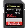 SanDisk 64GB Extreme PRO, scheda SDXC, fino a 300 MB/s, UHS-II Class 10 U3 V90
