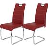 Hela Tische, Flora - Set di 2 sedie cantilever, sedie da cucina, similpelle colore rosso bordeaux, impugnatura incorporata, struttura in metallo cromato, 42 x 57 x 98 cm