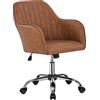 Yaheetech Sedia Scrivania Poltroncina Ufficio Ergonomica in Velluto Girevole a Rotelle Reclinabile Altezza Regolabile Imbottita Portata 136 kg Marrone