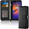 TECHGEAR Custodia in Pelle Moto E6 Play, Cover Libro Protettiva con Slot per Schede, Supporto e Cinturino da Polso - Pelle Sintetica per Motorola Moto E6 Play Cover Portafoglio (Nero)