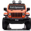 BABYCAR Jeep elettrica per bambini 12V - Macchina elettrica per bambini 2 Posti Full Optional - Sedili in Pelle Porte apribili Telecomando e Soft Start (Arancio)