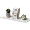 Gieanoo Mensola da parete bianca 40 cm in rovere massello bianco mensola galleggiante per cornice portafoto e decorazione per camera da letto, cucina, ufficio