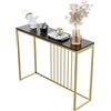 FATIVO Tavolo Consolle ingresso Marmo: Consolle Entrata Moderno Oro Nera di Lusso Mobili ingresso Stretto e Alto Consolle Tavolo da Divano 100x30x78,5cm