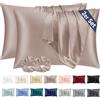 Vielit Set di 2 Federe Raso 50x70cm & 2 Scrunchies, Design con Chiusura A Busta, Morbido come una Federe Seta Cuscino, Federe Cuscini 50x70 Marrone