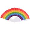 Z&H RAINBOW - Ventaglio arcobaleno in plastica, ventilatore fenicottero leggero, bianco e arcobaleno, 42 cm,