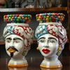 CERAMICHE CALTAGIRONE Teste di moro/pigna in ceramica siciliana di Caltagirone H.22 cm