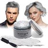 Mifeloy 4,23 once colore grigio argento per capelli temporaneo con spazzole, uomini e donne styling capelli cera, crema istantanea per capelli mud acconciatura naturale pomade, cosplay Halloween cera per