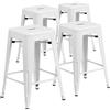 Flash Furniture 61 cm alto Backless Black metal indoor-outdoor contatore altezza sgabello con seduta quadrato, metallo, White, 4 pz